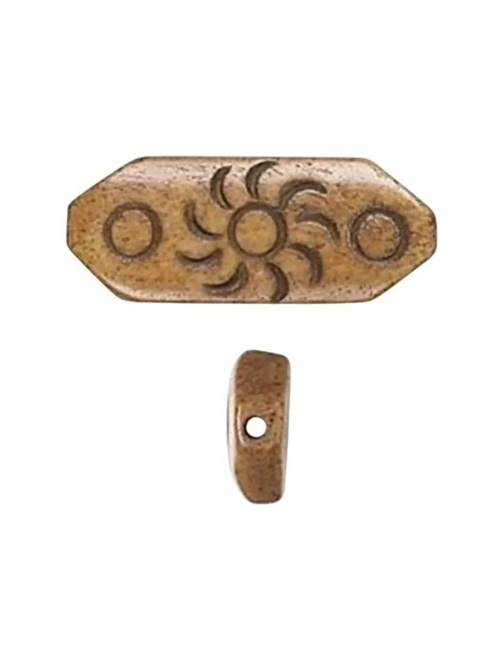 India Tribal Carved Sun Symbol Brown Black Yak Bone 30mm Pendant Bead